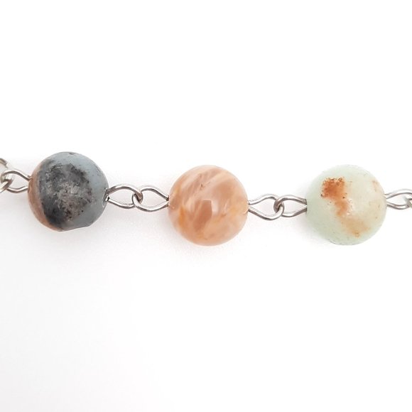 Peace Sign Amazonite Sunstone Chakra Gemstone Keychain Handmade Accessory - Picture 4 of 8